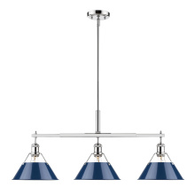 Golden 3306-LP CH-NVY - Yep by Golden Lighting Orwell 3-light Island Light in Chrome and Navy Blue shade